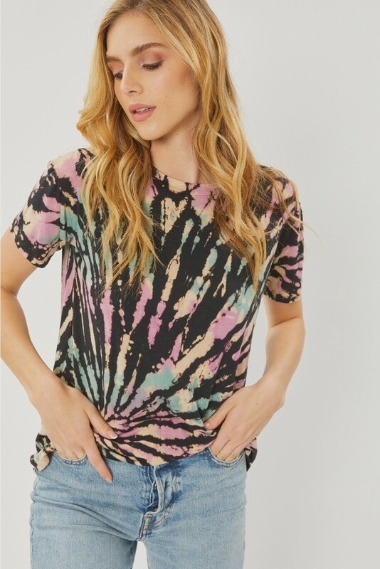 Jersey Tie Dye Short Sleeve Tunic Top