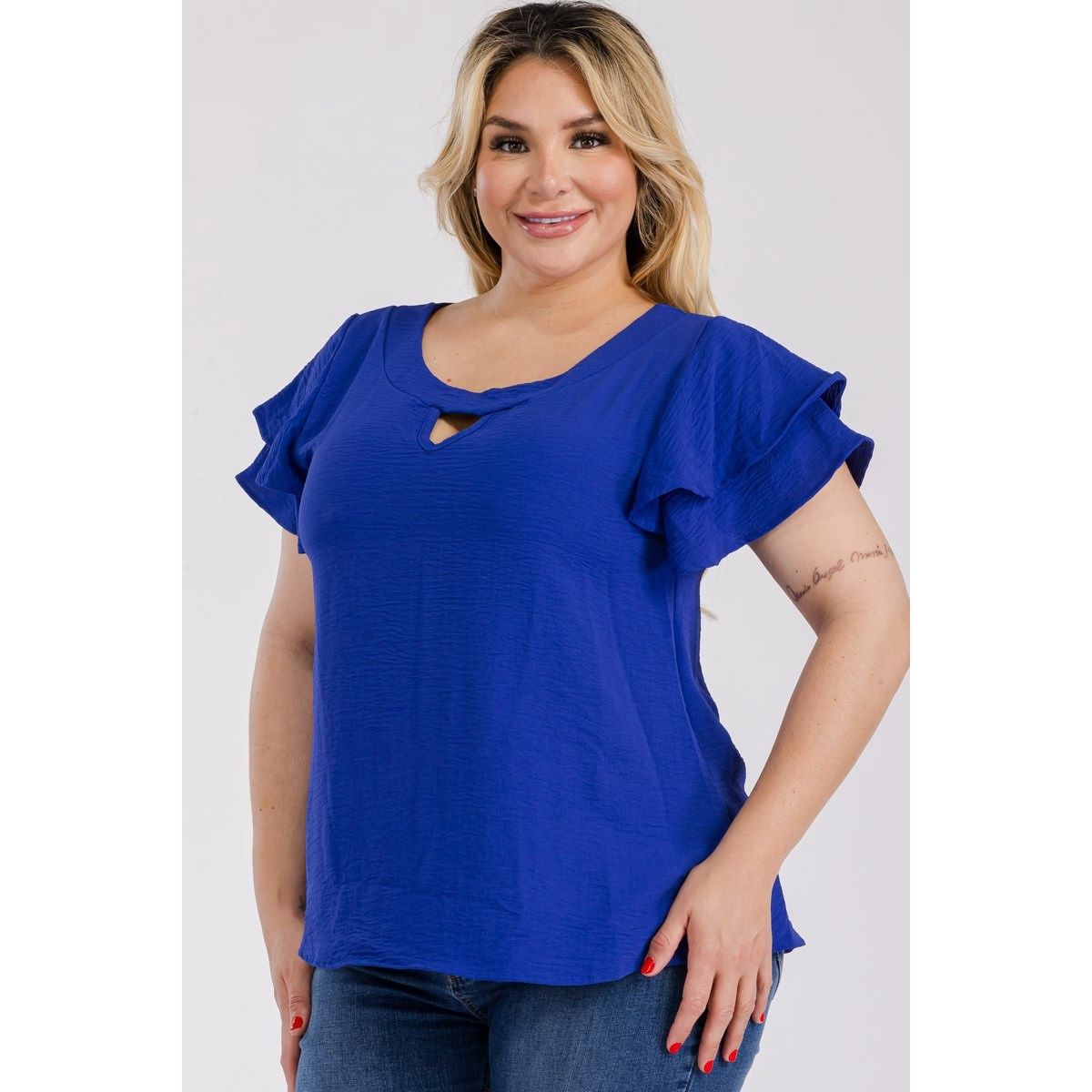 Dani Keyhole Ruffle Blouse