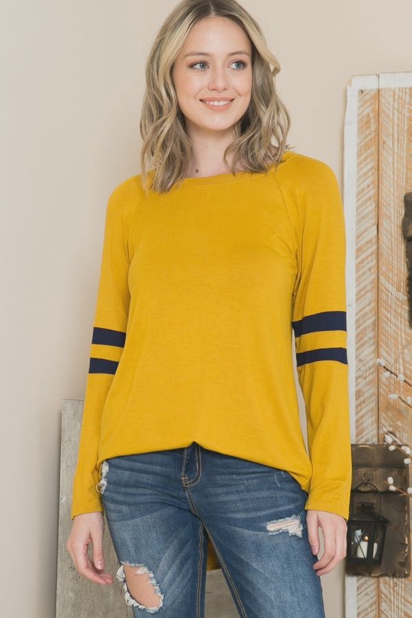 Long Sleeve Basic Top with Elbow Detail