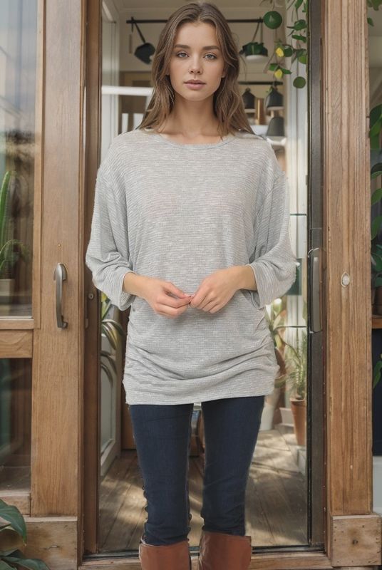 Tunic 3/4 Sleeves with Side Ruched