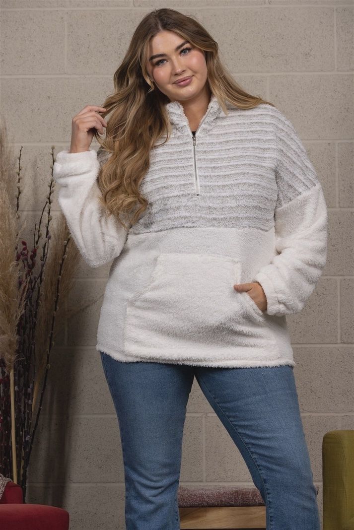 Olive Fluffy Kangaroo-Pocket SWEATER