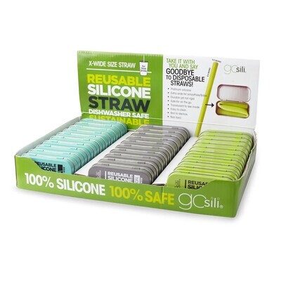 GoSili - Extra Wide Silicone Straw In Travel Tin - Charcoal