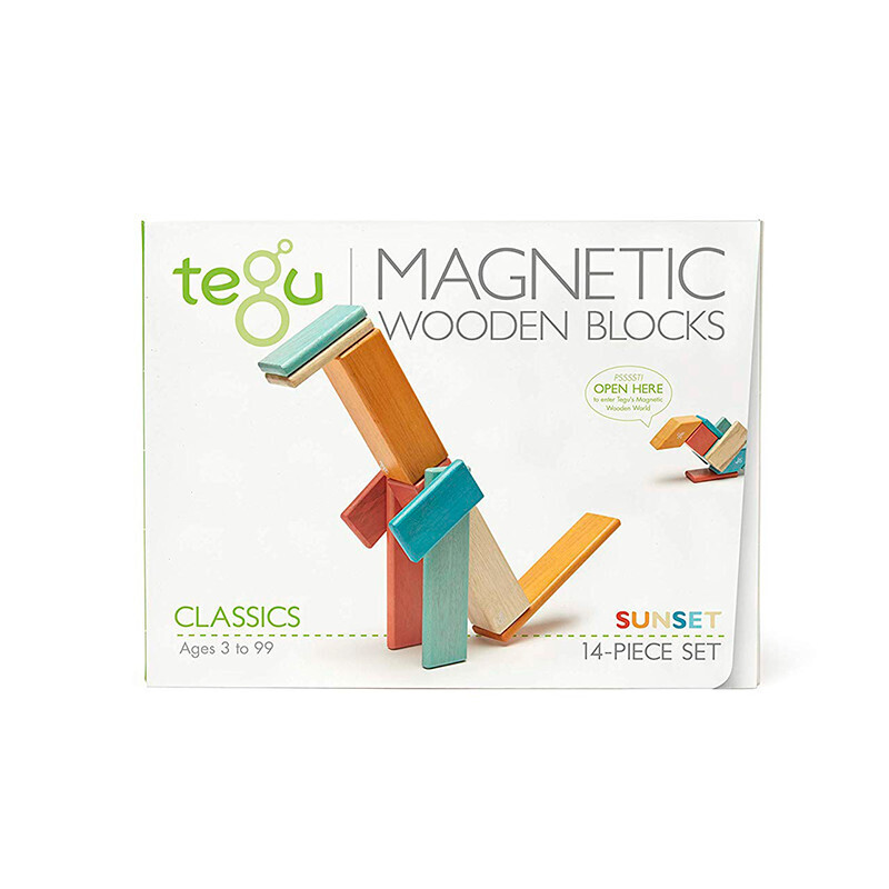 Tegu Classics Wooden Magnetic Block Set 14-Piece - Sunset