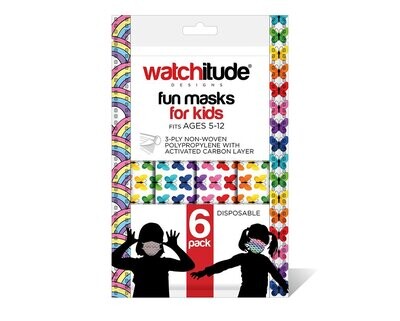6-Pack Kids Masks - 3pc Butterfly / 3pc Rainbow