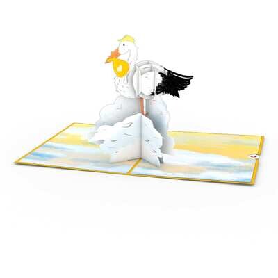 Love Pop Stork Card - Yellow