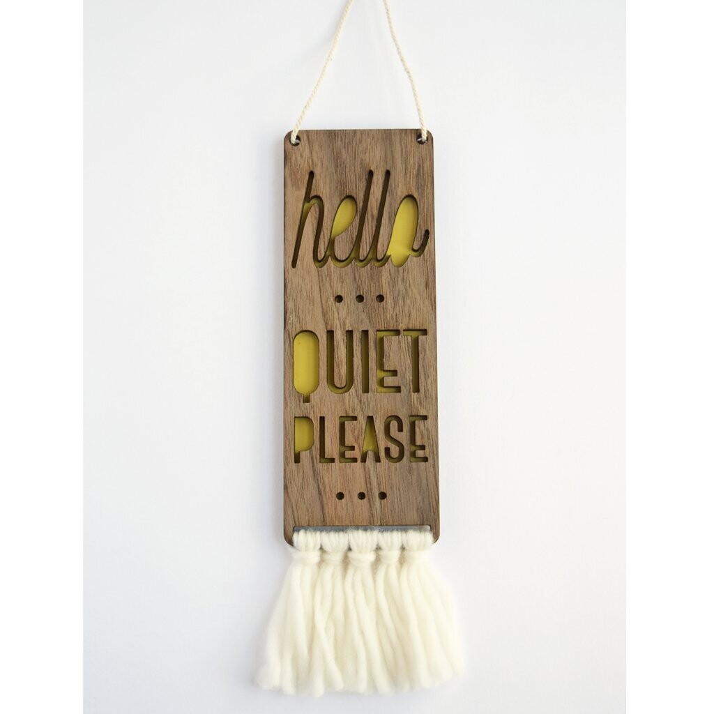 Chartreuse and Cream Quiet Walnut Baby Sleep Sign