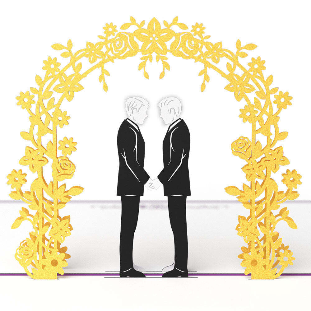 Love Pop Wedding Day Card - Purple Grooms