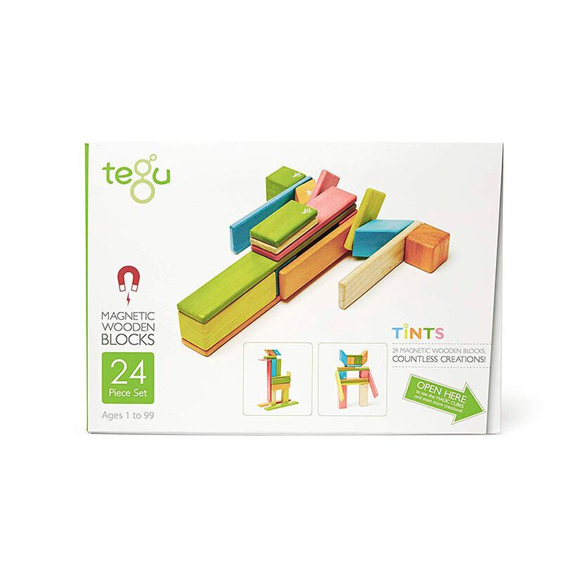 Tegu Classics Wooden Magnetic Block Set 24-Piece - Tints