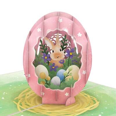 Love Pop Easter Bunny Basket Card - Pink