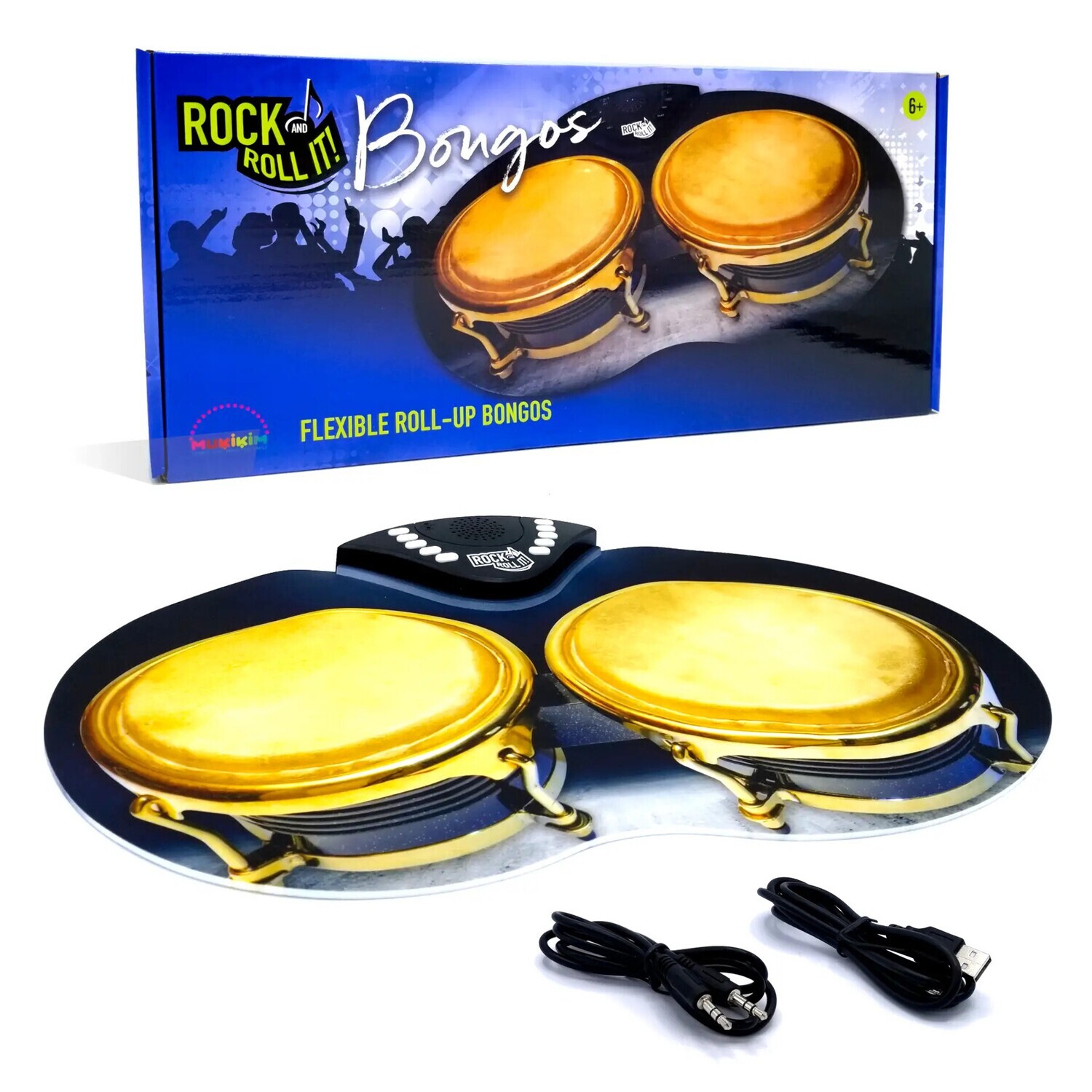 Rock and Roll It! Bongos - Electronic Silicone Pad/Realistic Percussion Sound
