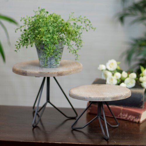Wood/Metal Plant Stand - Medium