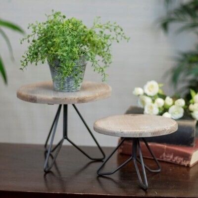 Wood/Metal Plant Stand - Medium