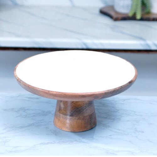 Wood Cake Stand - White