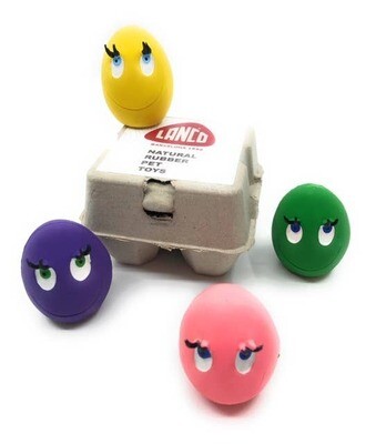 Squeaky Egg Toy carton - 100% Pure Natural Rubber Pet Toys - Orange