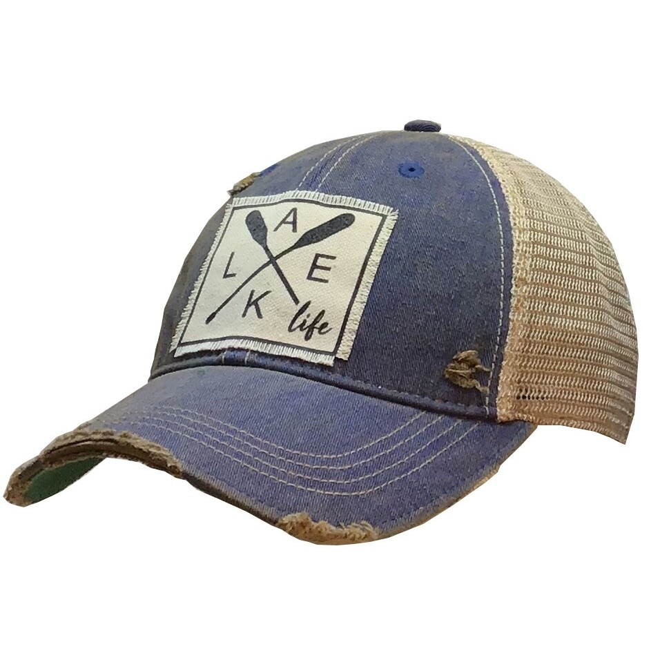 "Lake Life" Distressed Trucker Hat Baseball Cap