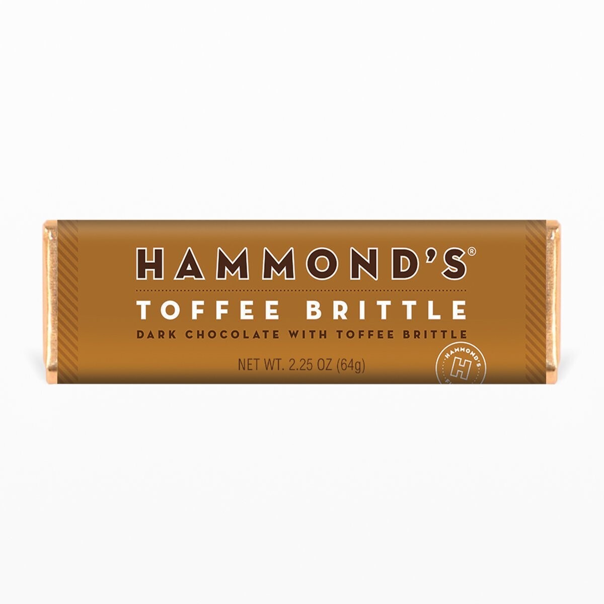 Hammond's Candies Natural Toffee Brittle Dark Chocolate Candy bar 2.25oz