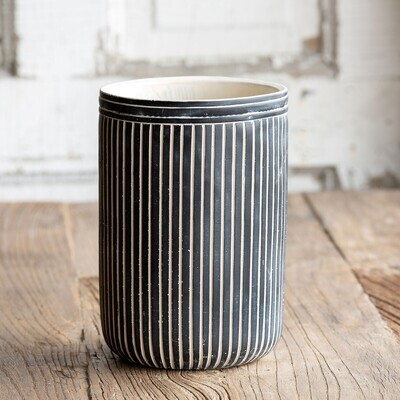 Tall Pinstriped Cement Vessel, Large