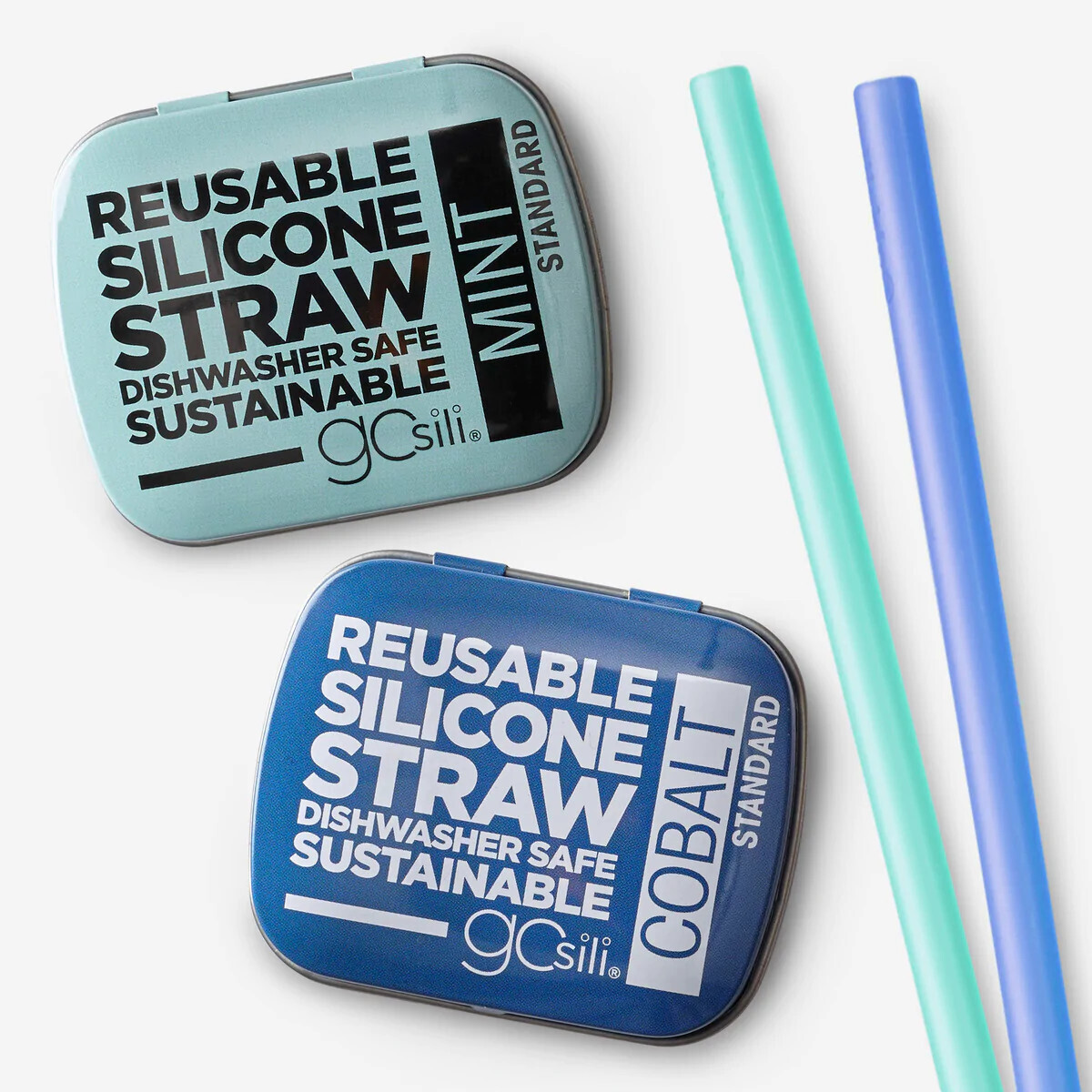 GoSili - Standard Size Silicone Straw Travel Tin - Mint