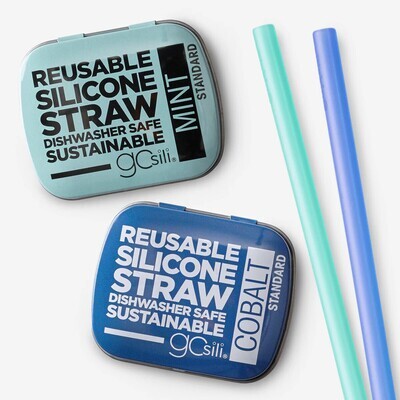 GoSili - Standard Size Silicone Straw Travel Tin - Mint