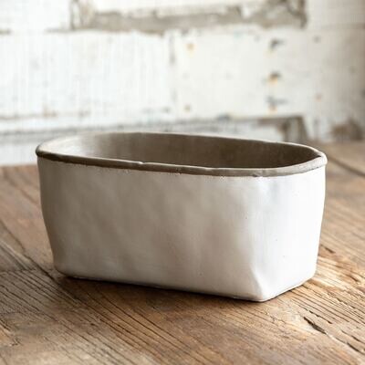 Orchard White Cement Oblong Planter, Medium