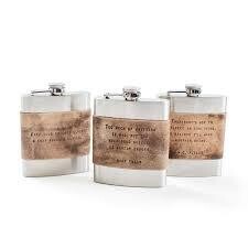 2nd Edition Grey Leather Quote Flask