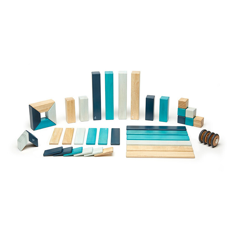 Tegu Classics Wooden Magnetic Block Set 42-Piece - Blues