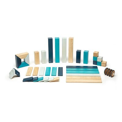 Tegu Classics Wooden Magnetic Block Set 42-Piece - Blues