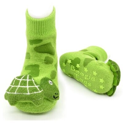 Liventi Green Turtle Boogie Toes Rattle Socks | 1 - 2 Y
