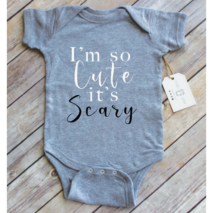 So Cute Its Scary Bodysuit (6M) - Heather Grey