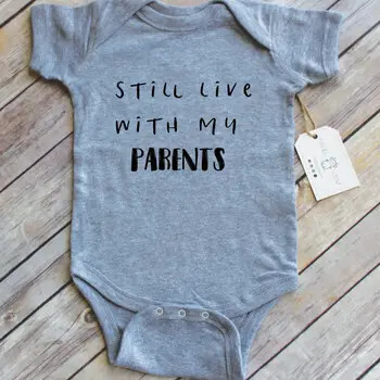 Still Live with Parents Graphic Cotton Bodysuit (6M) - Heather Grey