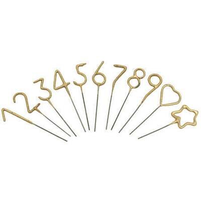 Mini Golden Number 0 Sparkler Wand 4"