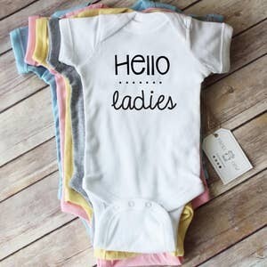 Hello Ladies Graphic Cotton Bodysuit (6M) - Heather Grey