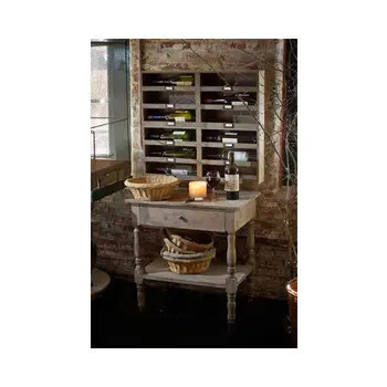 Vagabond Vintage Rustic Recycled Pine Wine Box w/ Six Cubbies and Metal Tag