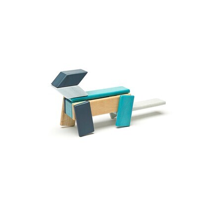 Tegu Classics Wooden Magnetic Block Set 14-Piece - Blues