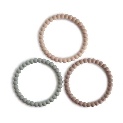 Mushie Pearl Teether Bracelet (3pk) - Clary Sage/Tuscany/Desert Sand