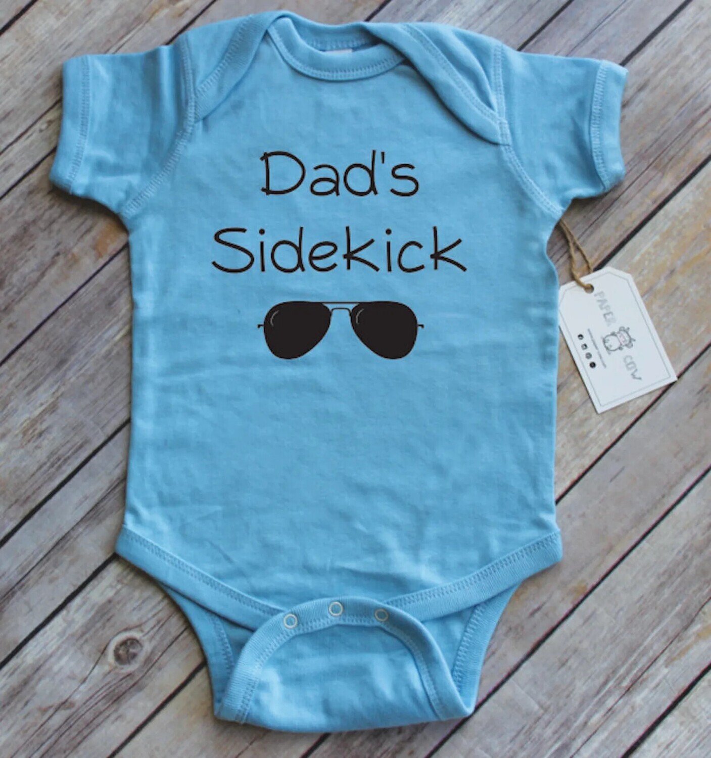 Dad's Sidekick Graphic Cotton Bodysuit (6M) - Blue