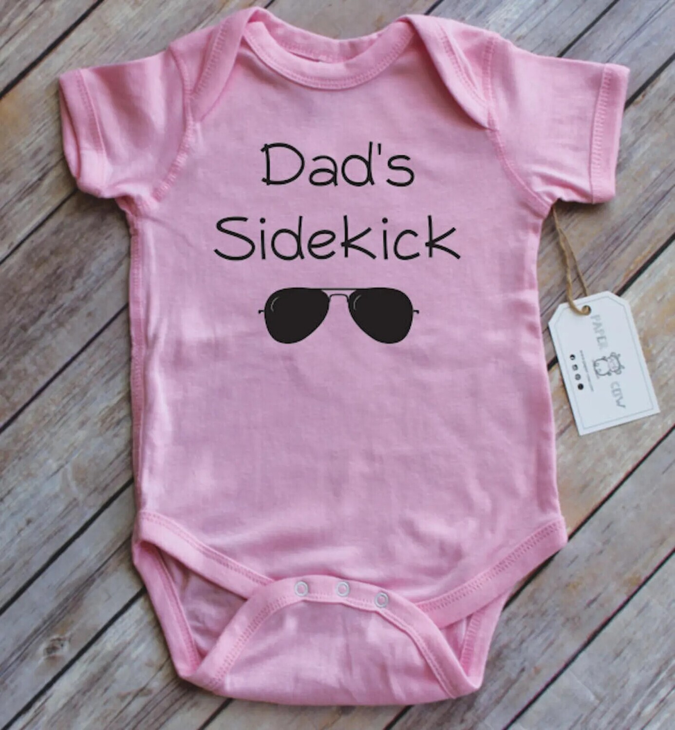 Dad's Sidekick Graphic Cotton Bodysuit (6M) - Pink