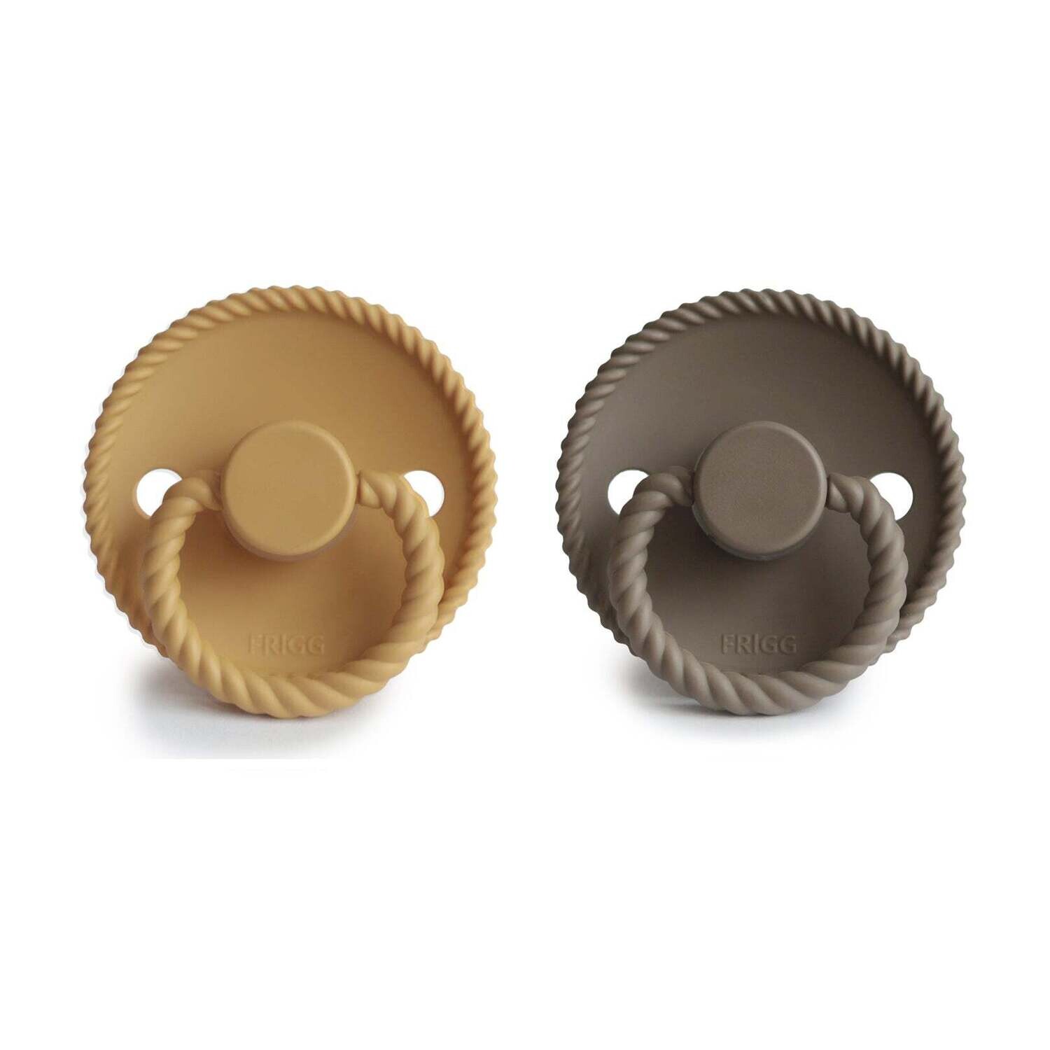 Mushie Frigg Rope Natural Baby Pacifier (2pk) - Honey Gold/Portobello (6-18m)