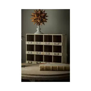 Vagabond Vintage Rustic Recycled Pine Cubby Box w/ 12 Marked Compartments