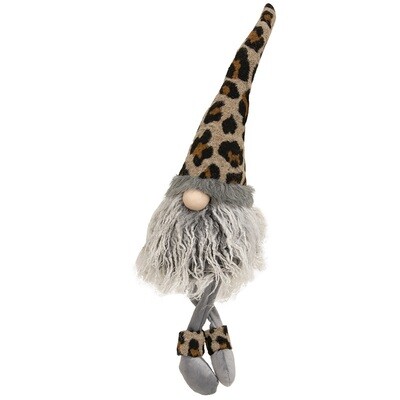 Dangle Leg Leopard Print Gnome - 23in