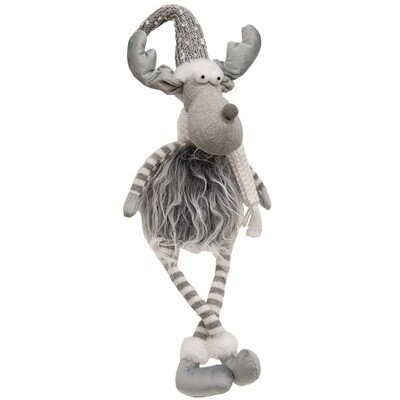 Dangle Leg Grey Fuzzy Winter Reindeer  - 23in