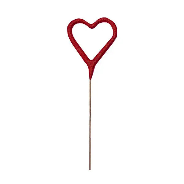 Mini Red Heart Sparkler Wand 4"