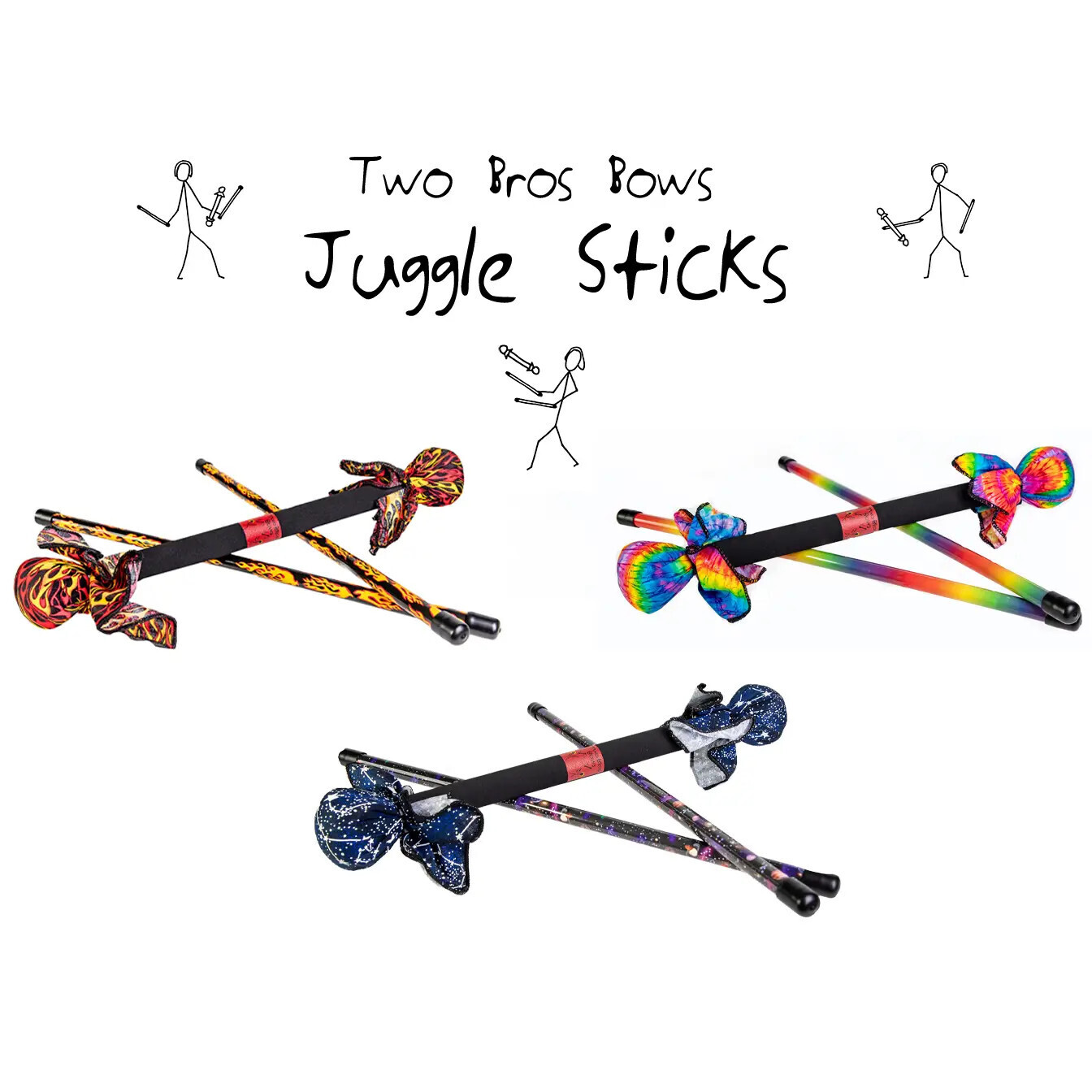 Two Bros Bows Juggle Sticks - Rainbow Tie-Dye