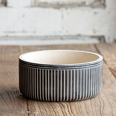 Pinstriped Cement Planter - Low