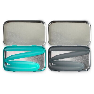 GoSili - Extra Long Silicone Straw Tins - 2pk (Sea/Fog)