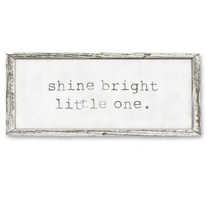 Sweet Gumball Inc Framed Shelf Art/Word - Shine Bright Little One - White