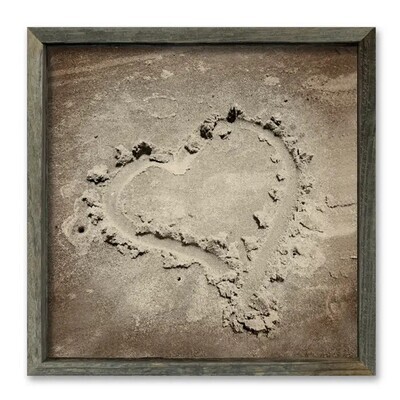Sweet Gumball Inc Framed Shelf Art/Word - 'Heart in Sand'  - Gray