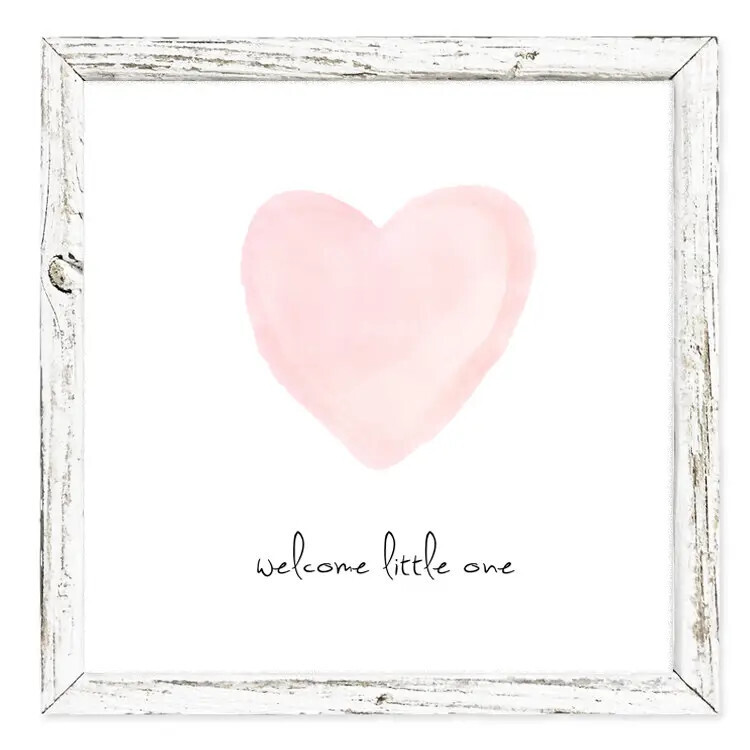 Sweet Gumball Inc Framed Shelf Art/Word - 'Welcome Little One' (Pink)  - White