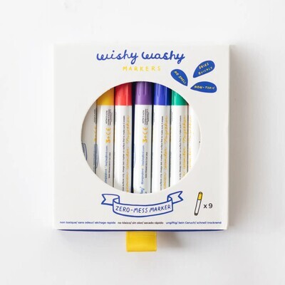 Jaq Jaq Bird Wishy Washy Markers - Set of 9 Assorted Colors