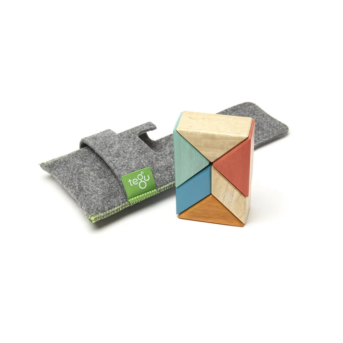 Tegu Magnetic Wooden Blocks - Pocket Pouch Prism (6pc) - Sunset